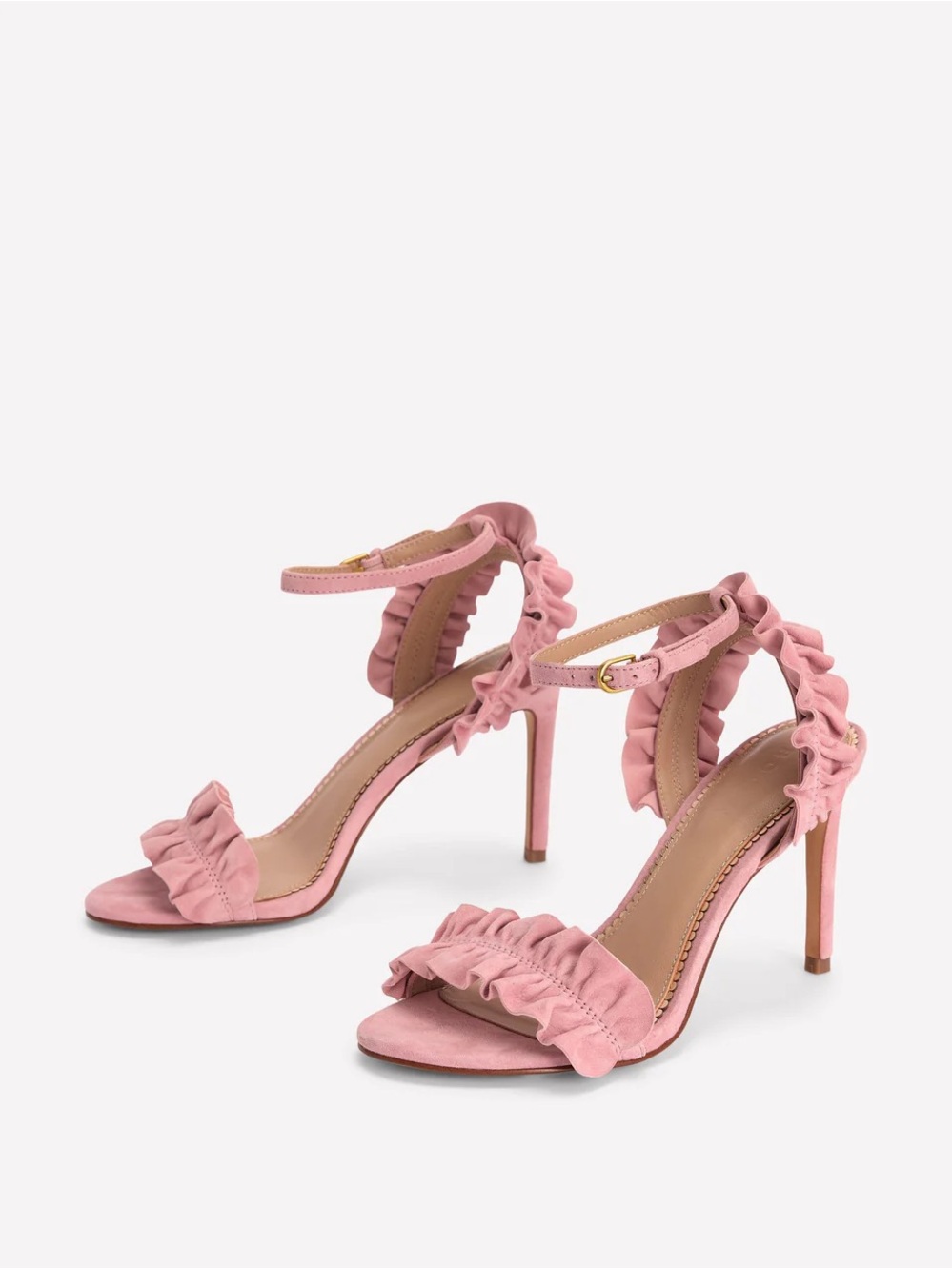 New Boden Pink Ruffle Ankle-Strap Stiletto Heels size 6
